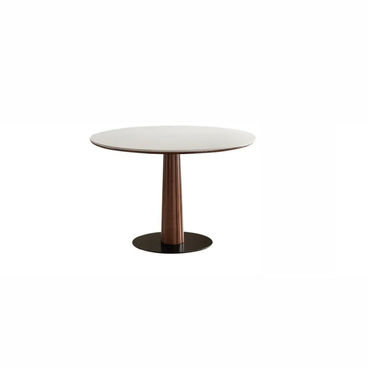 Contemporary Small Round Stone Top Wood Pedestal Dining Table