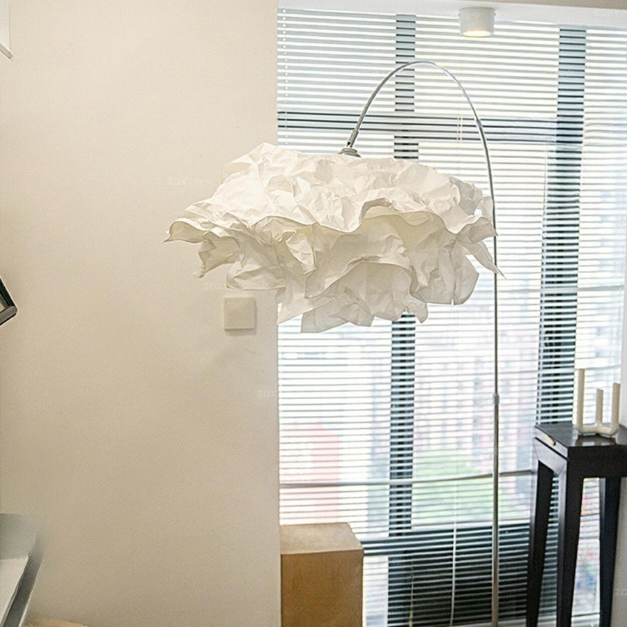 Contemporary White Paper Floral LED Floor Light