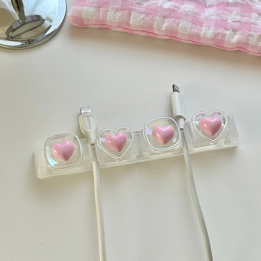 Coquette Pink Hearts Cable Holder