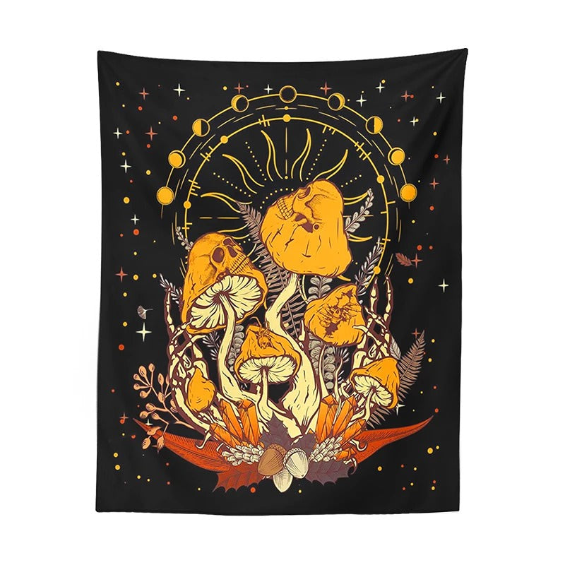 Crazy Halloween Mushrooms Tapestry
