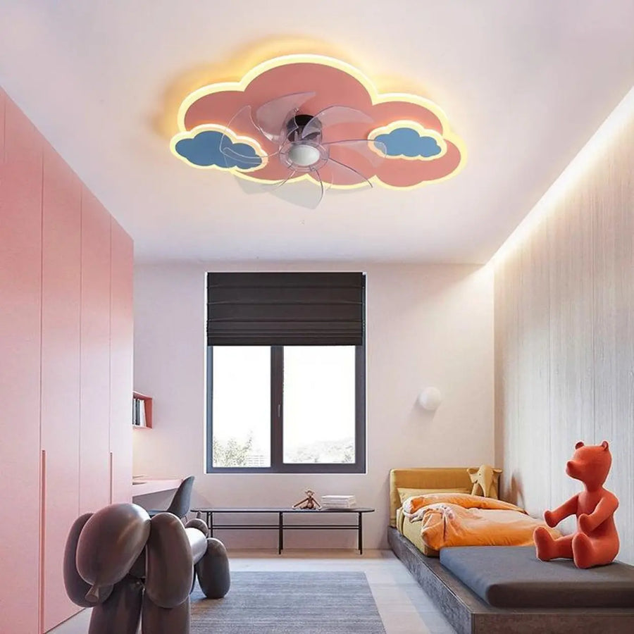Creative Kids Room Flush Mount Cloud Ceiling Fan Light