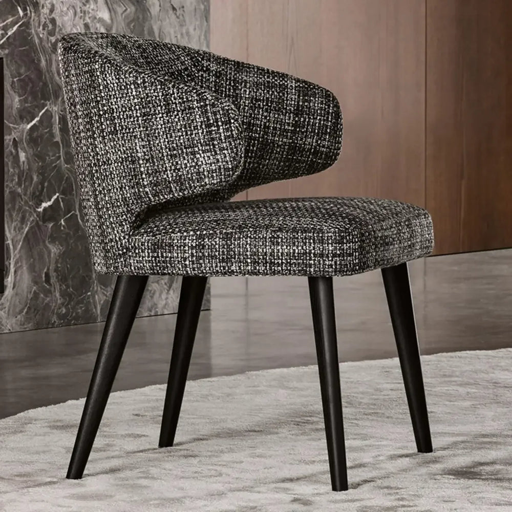 Curved Back Upholstered Arm Chair Dining Chair Black