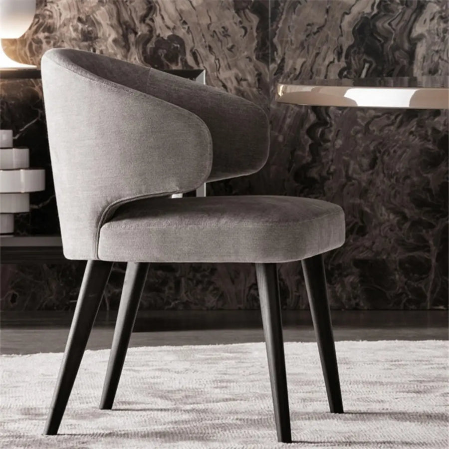 Curved Back Upholstered Arm Chair Dining Chair Black