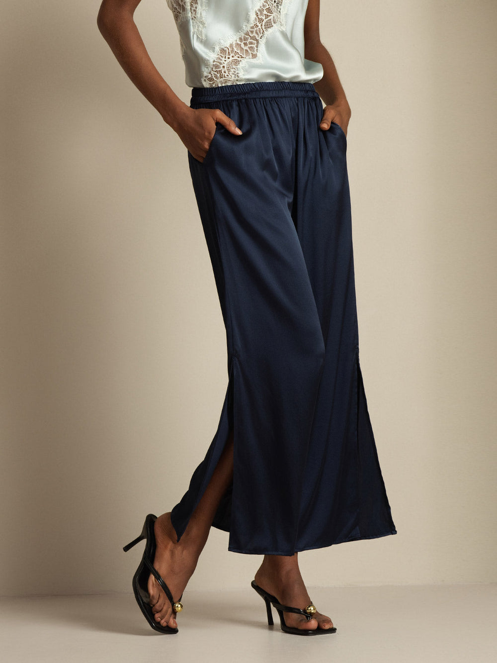 Clearance - Women's 19Momme Silk Wide Leg Split Pants