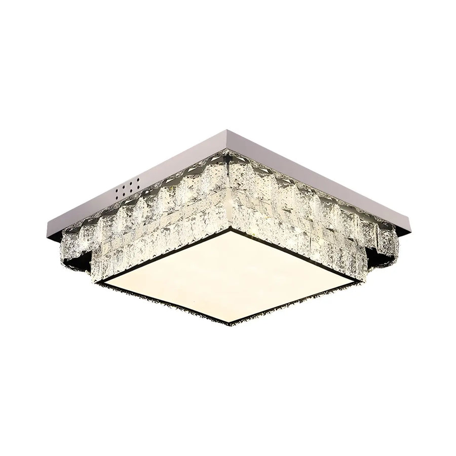 Dimmable Chrome Square Crystal LED Flush Mount Light