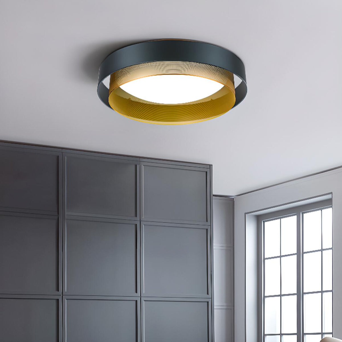 Dining Room Black Double Circle Flush Mount Light