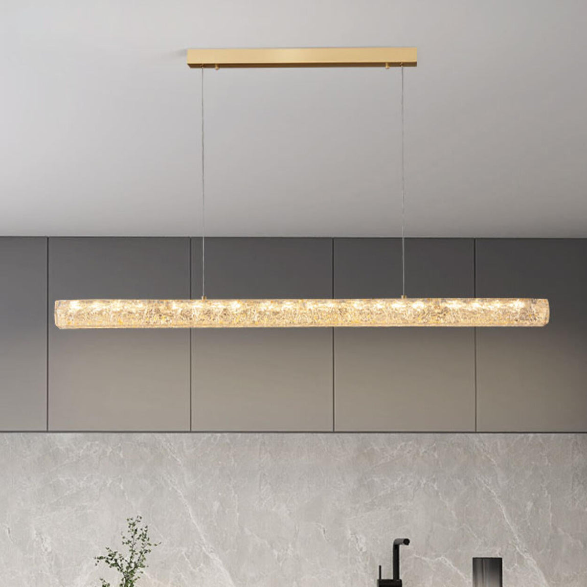 Elegant Adjustable Gold Linear Island Hanging Light