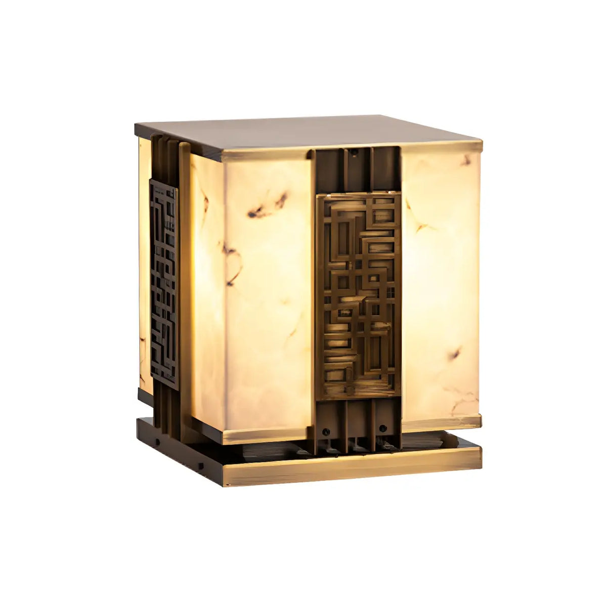 Elegant Pattern Square Metal Outdoor Hardwired Pillar Light