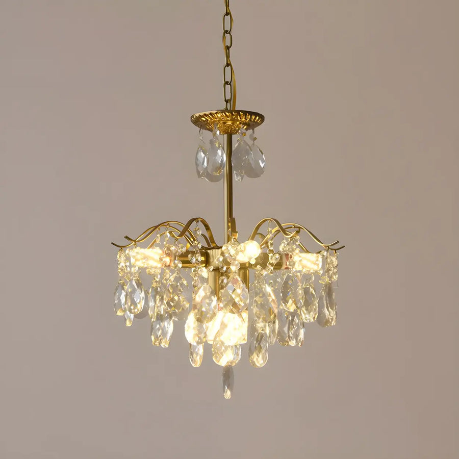 Elegant Crystal Chandelier with Golden Frame