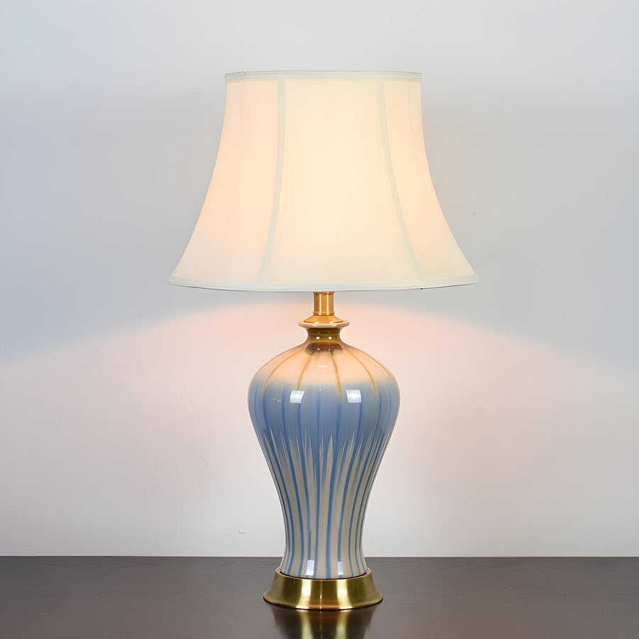 Elegant Fabric Drum Shape Ceramic Vase Table Lamp
