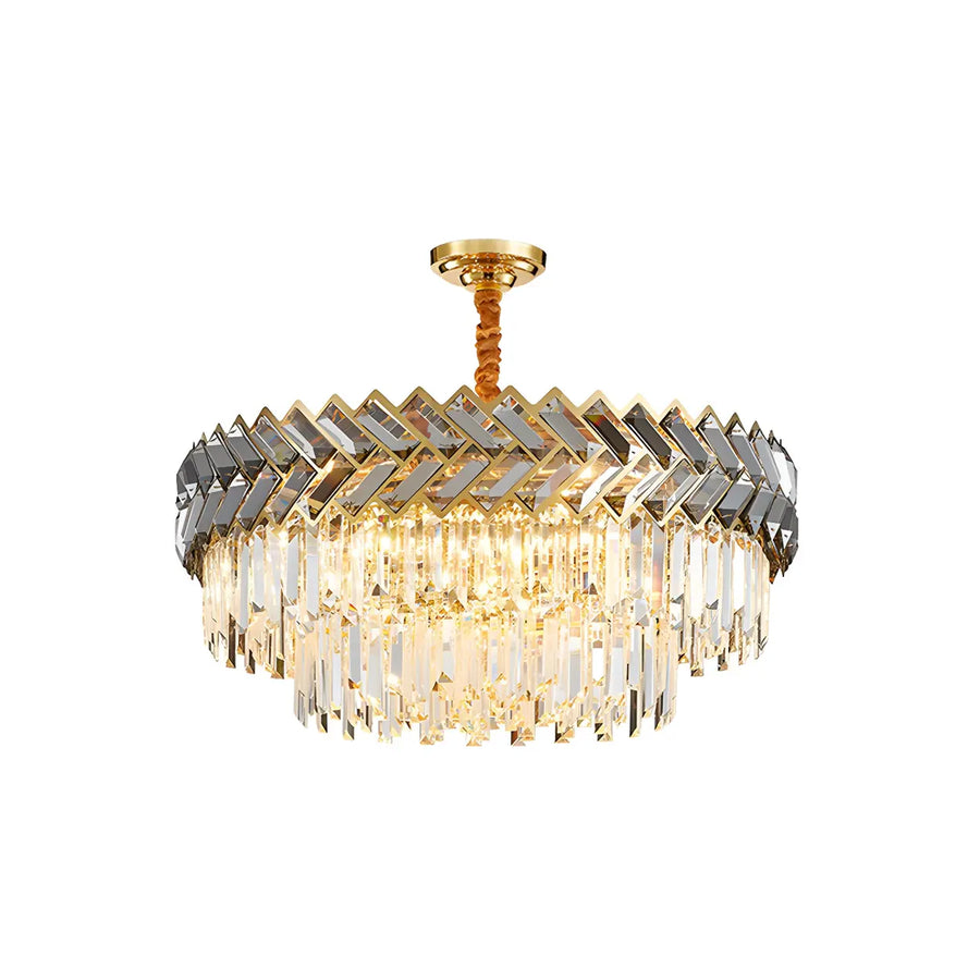 Elegant Modern Clear Crystal Prism Round Ceiling Chandelier