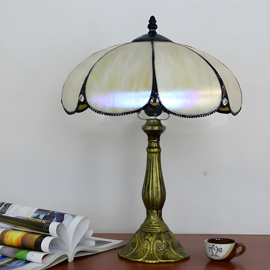 Elegant Tiffany Yellow Flower Metal Base Table Lamp