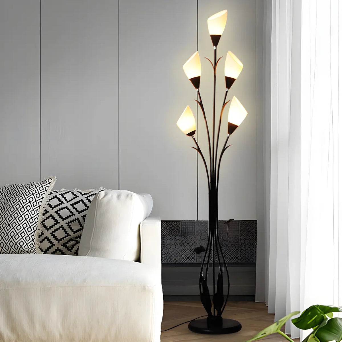 Elegant Tulip-Inspired Multi-Head Metal Floor Lamp
