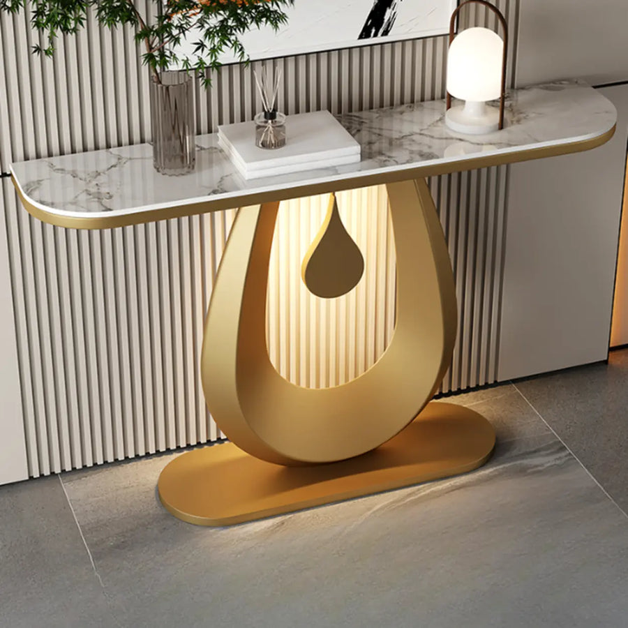 Entryway Decorative Half Moon Sintered Stone Console Table