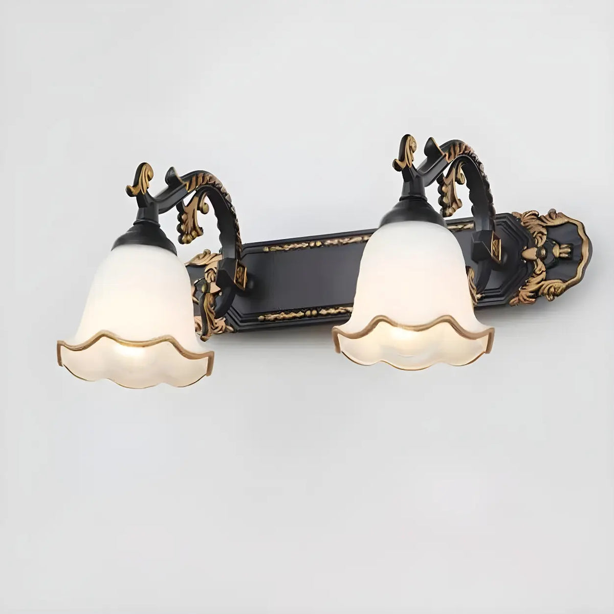 European Style Three-Light Floral White Vanity Light
