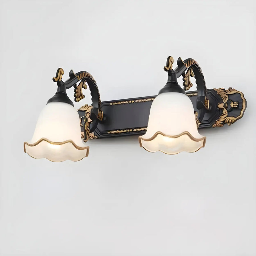 European Style Three-Light Floral White Vanity Light