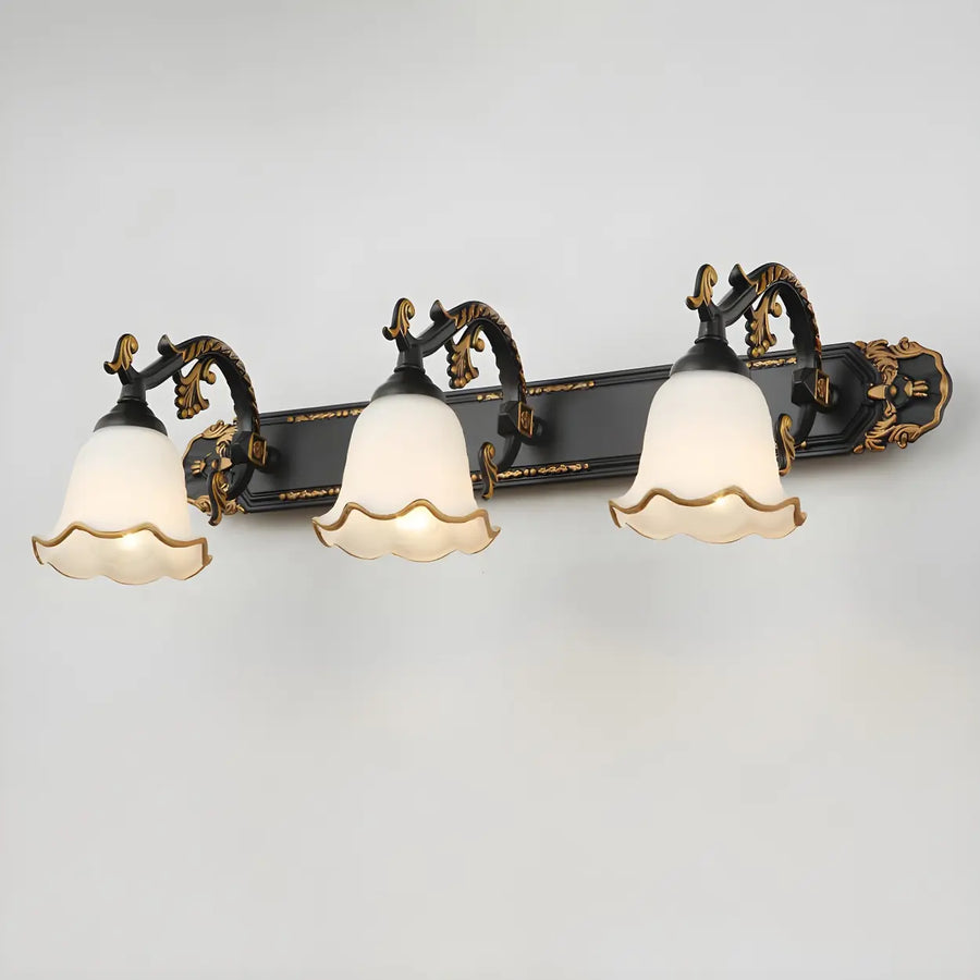 European Style Three-Light Floral White Vanity Light