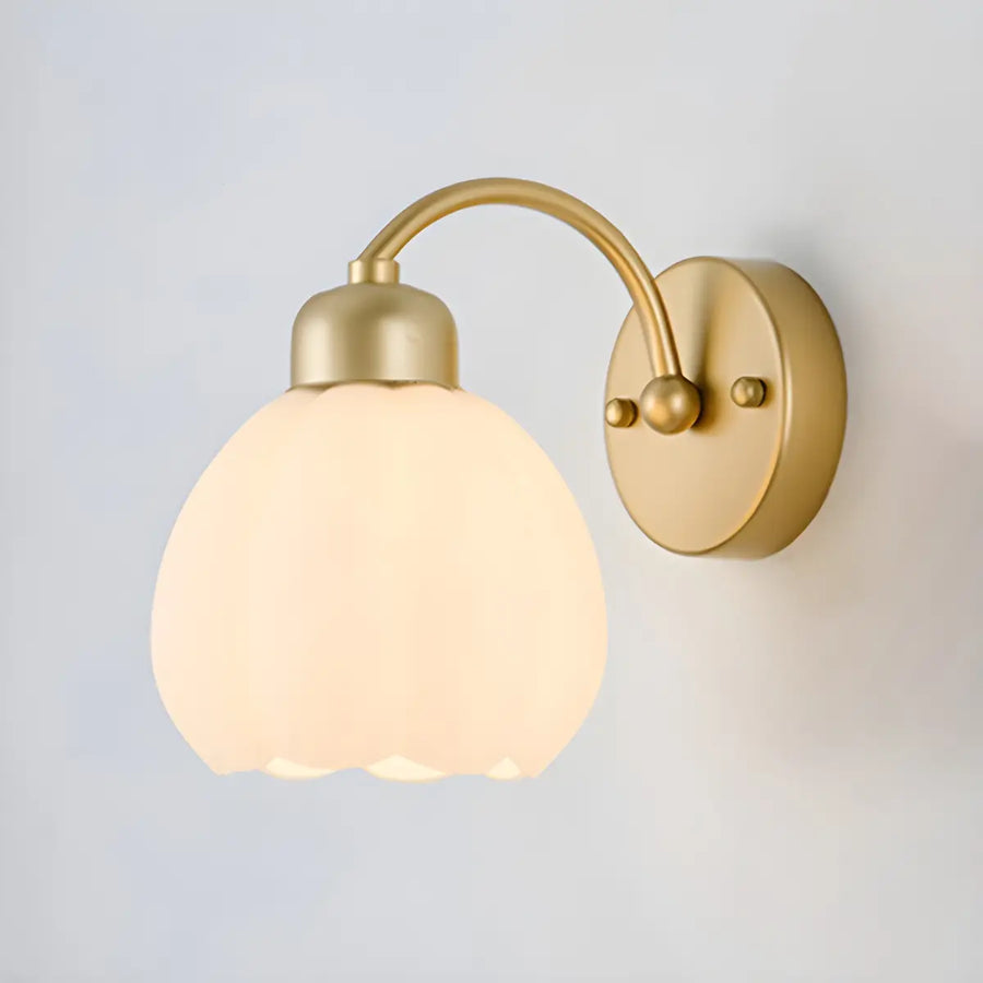Exquisite Floral Glass Wall Light with Pull Chain