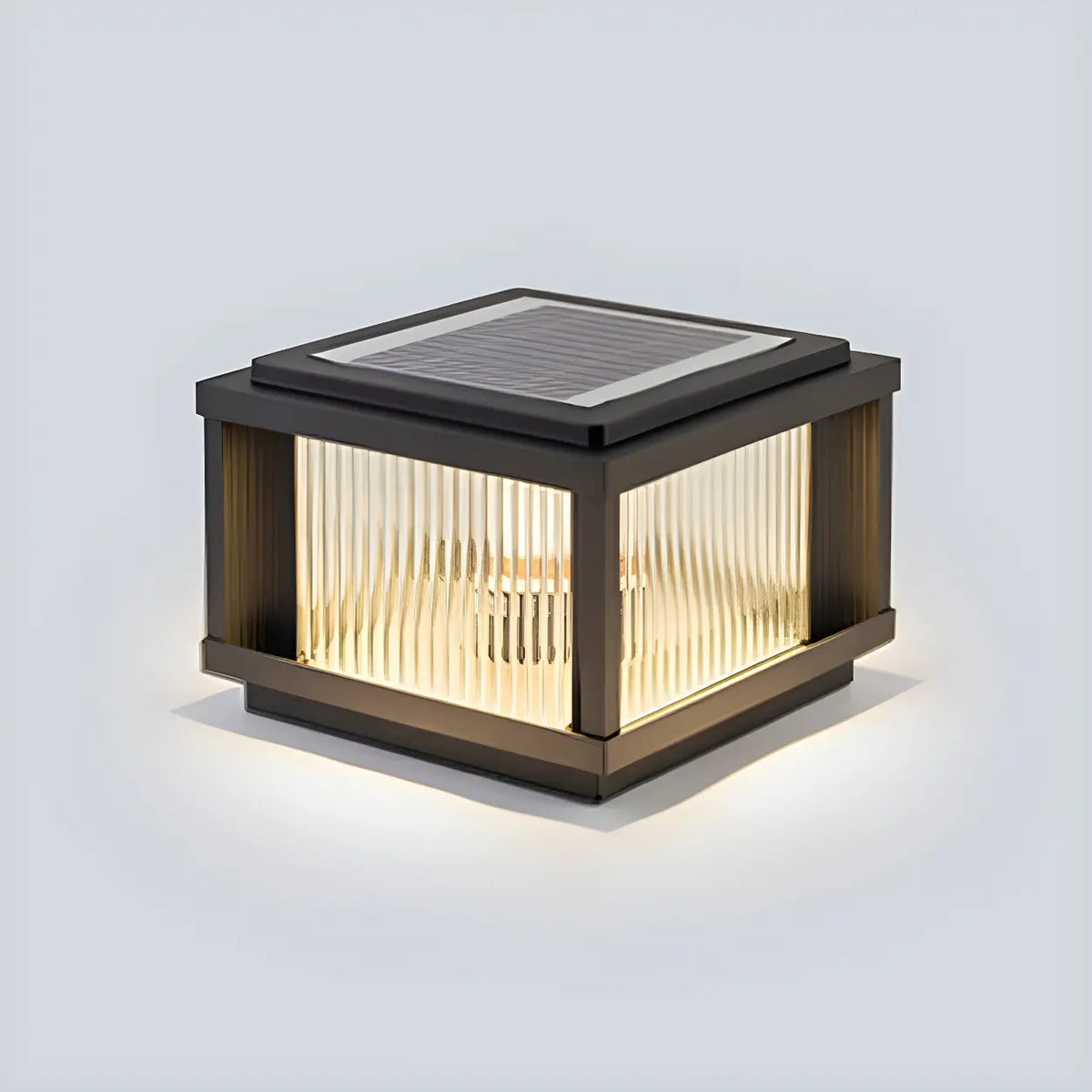 Fashion Square Solar Glass Outdoor Table Lamp Pillar Light