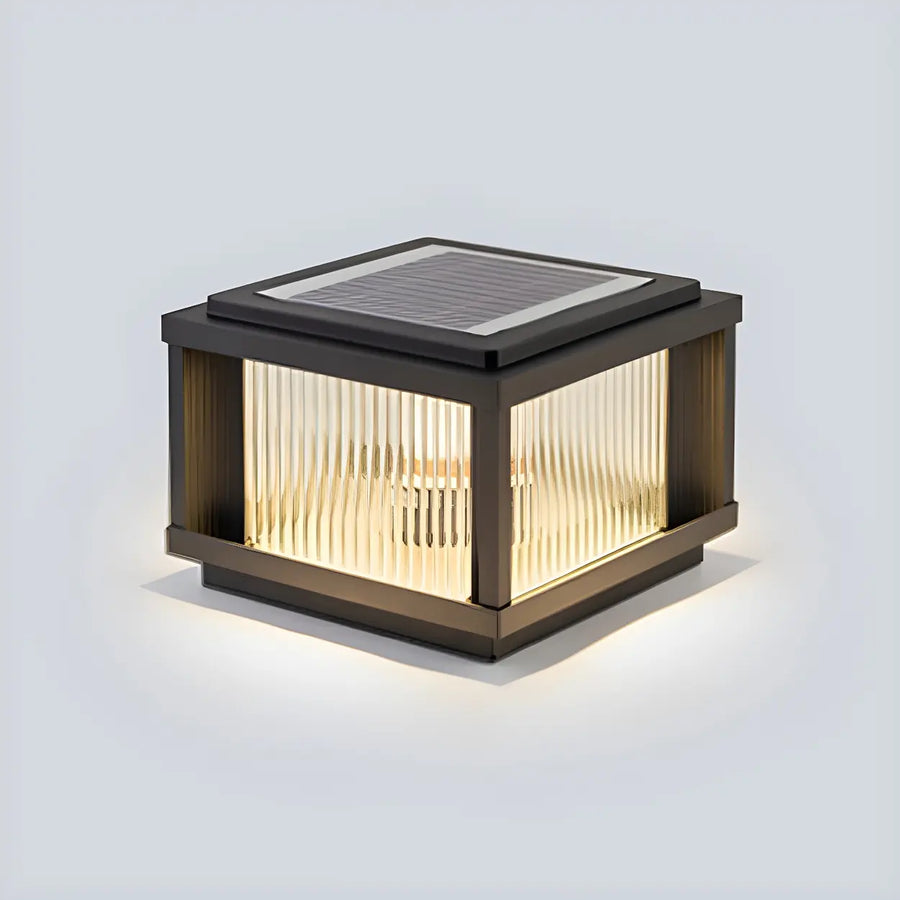 Fashion Square Solar Glass Outdoor Table Lamp Pillar Light