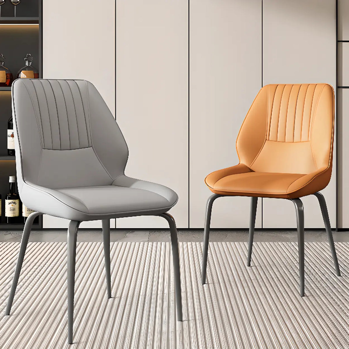 Faux Leather Upholstered Wingback Armless Dining Chairs
