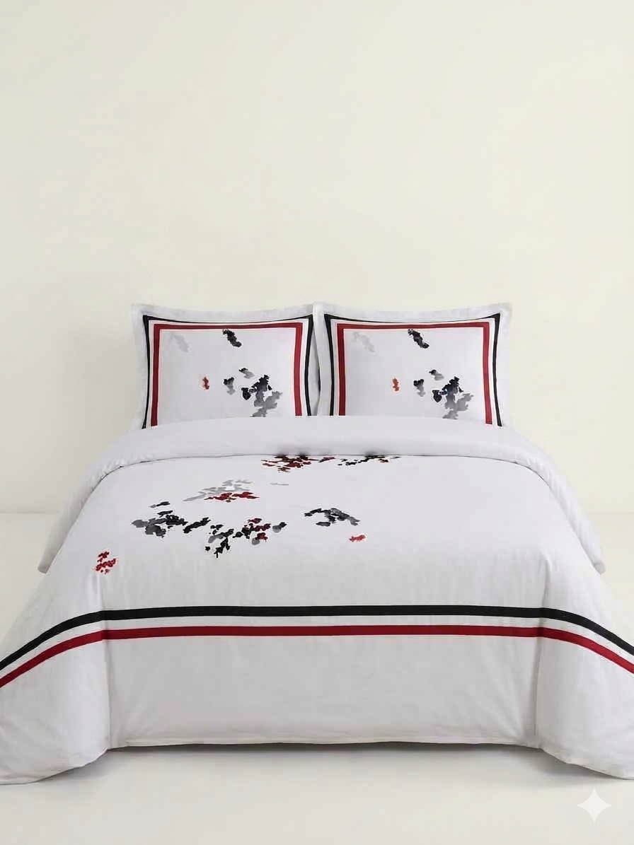 Florence Embroidered 100% Cotton 3-Piece Duvet Cover Set