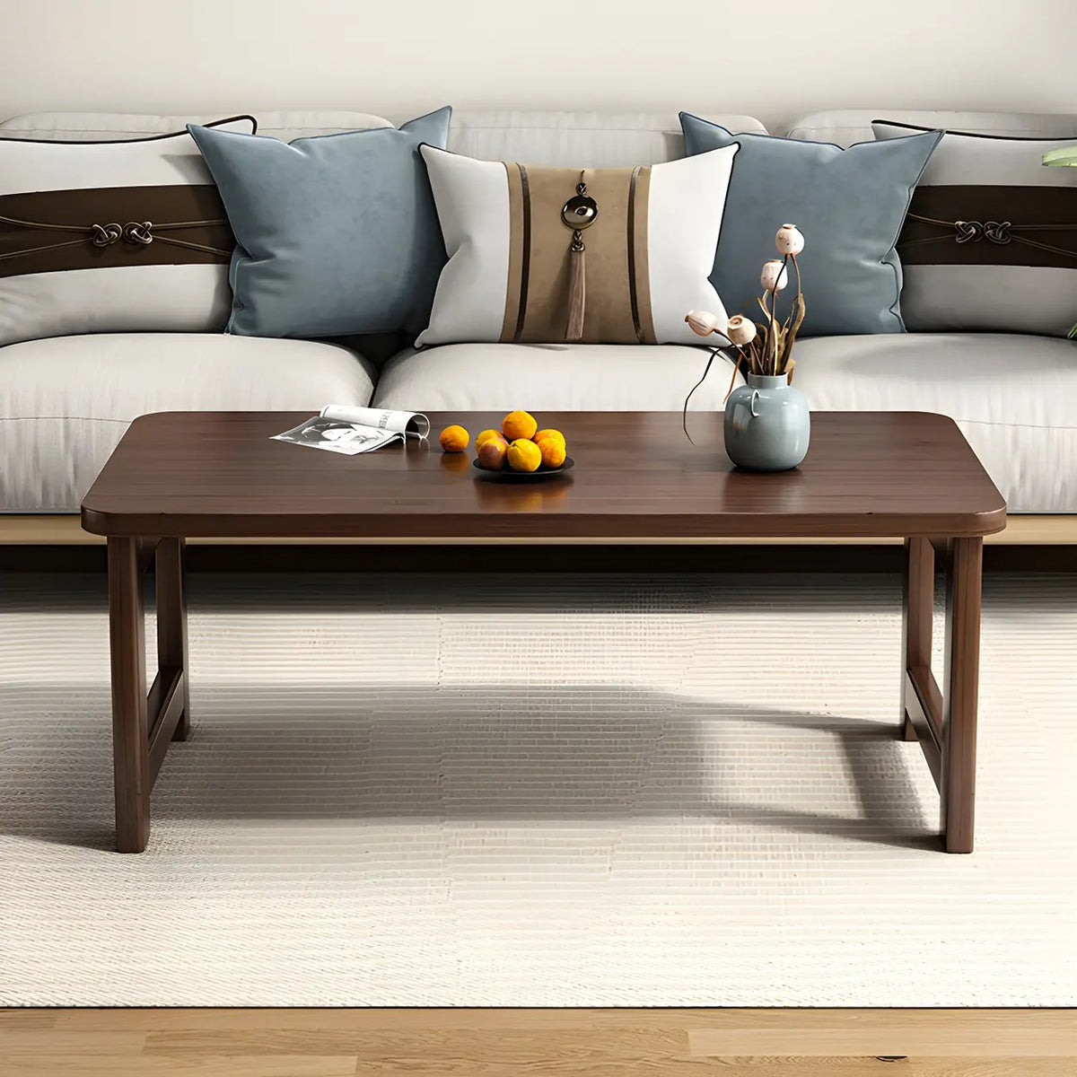 Foldable Scratch Resistant Bamboo Rectangle Coffee Table