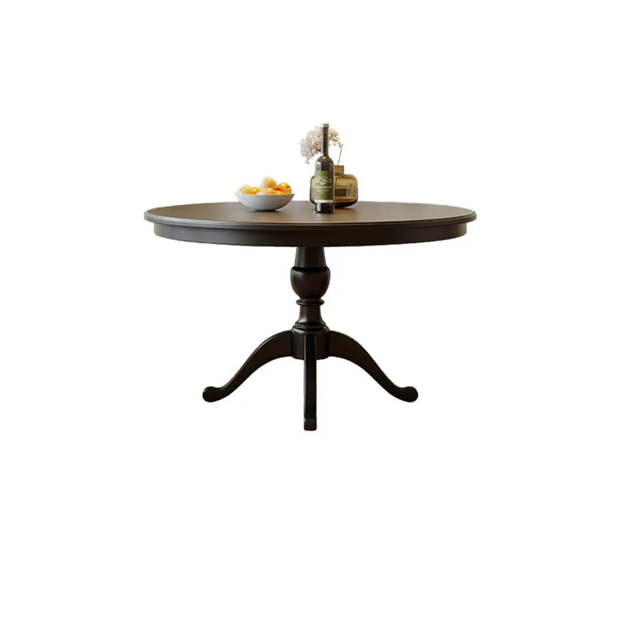 French Country Vintage Black Wood Round Large Dining Table