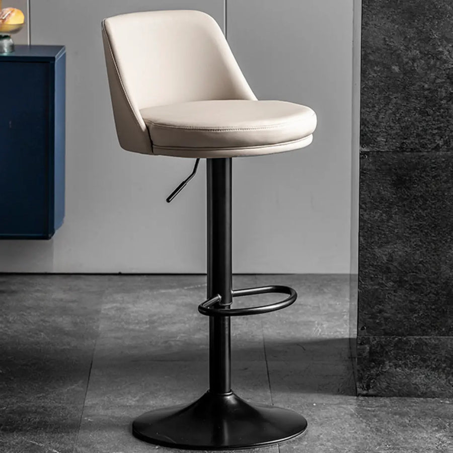 Glam Leather Adjustable Height Swivel Bar Stool with Footrest