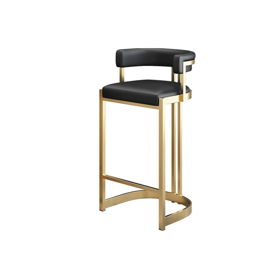 Glam Leather Bucket Bar Stool with Curved Low Back