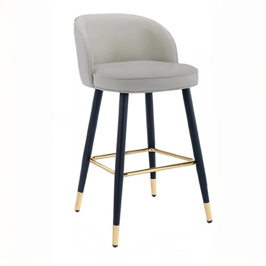 Glam Modern Low Back Upholstered Bucket Bar Stool with Footrest