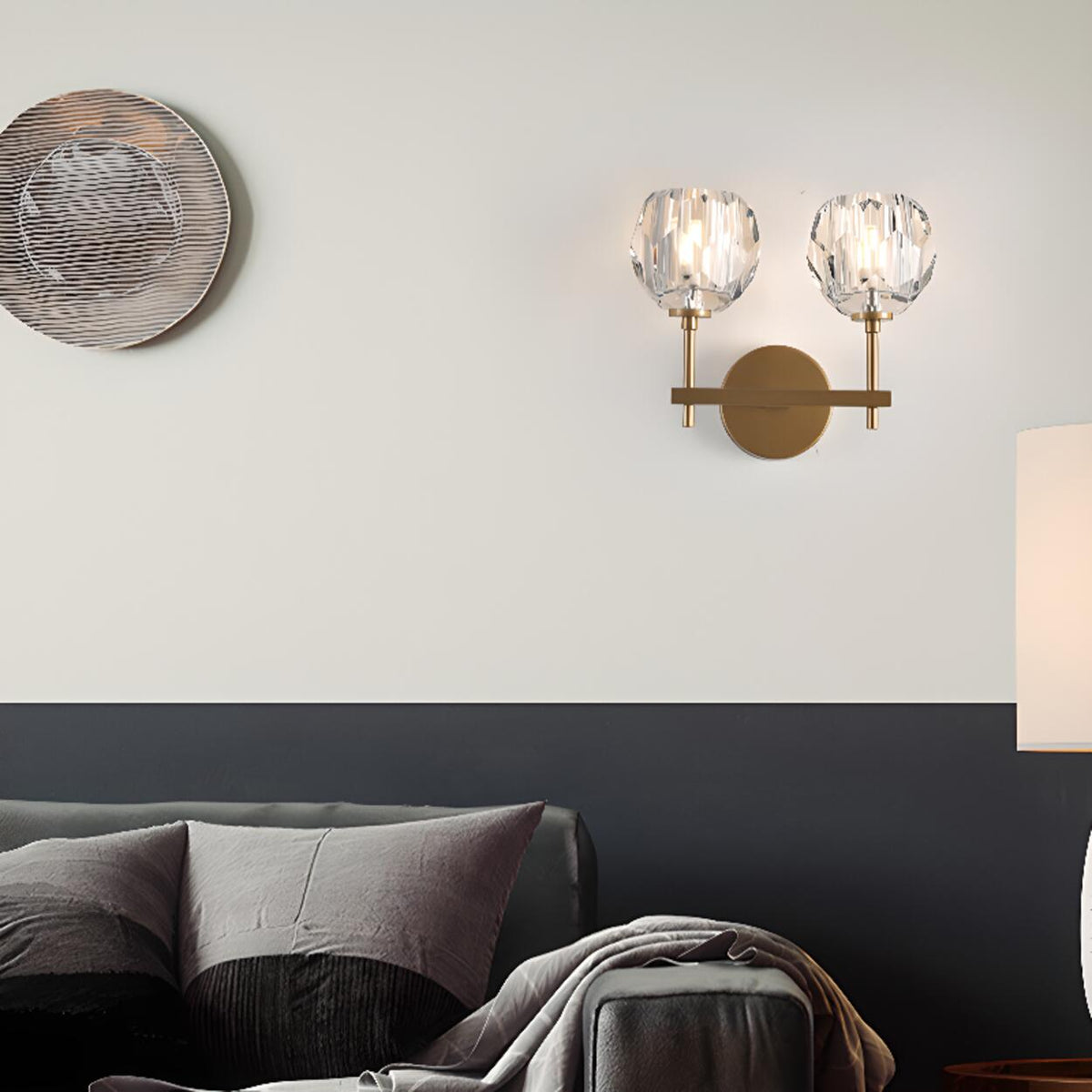 Globe Crystal Glass Metal LED Wall Light Fixture