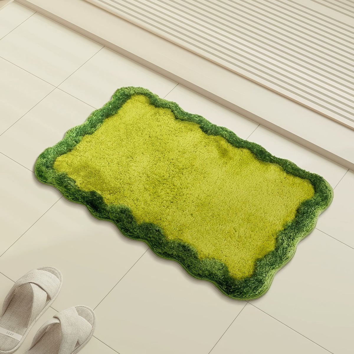 Simple Wavy Green Floor Mat