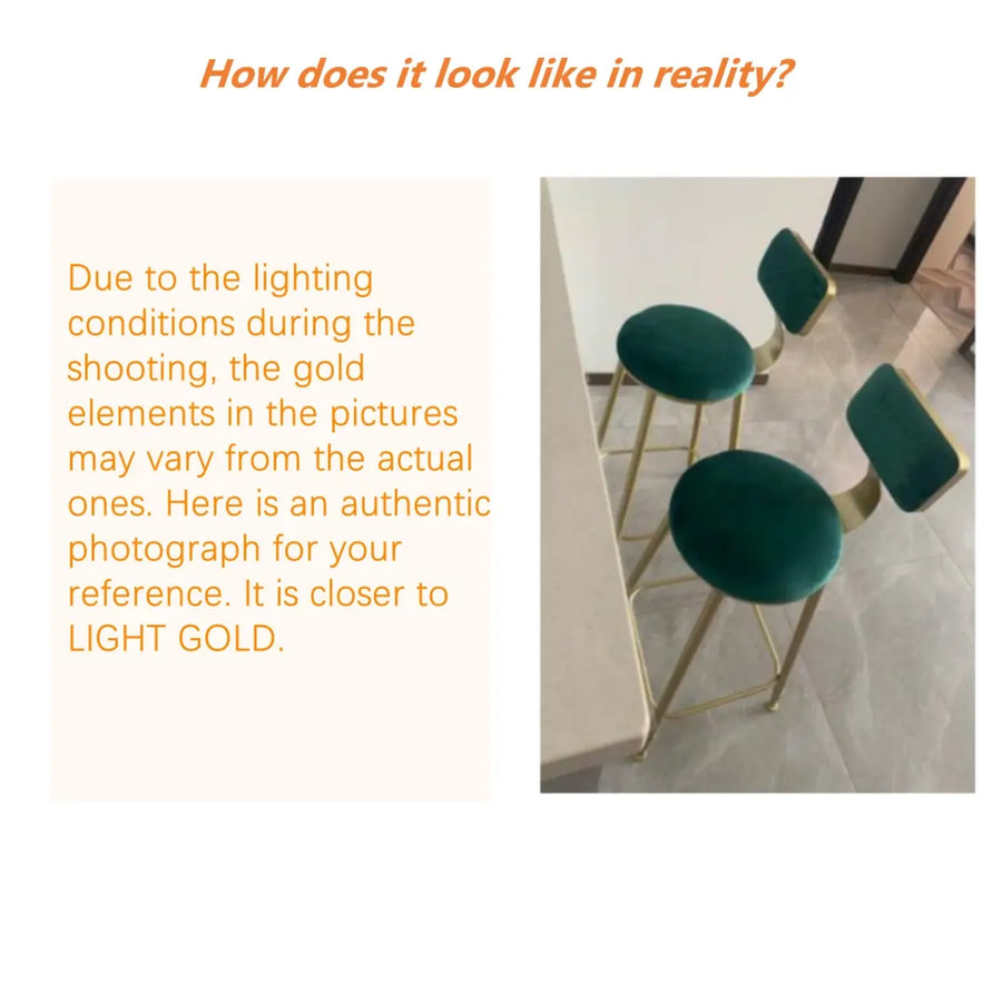 Grey Modern Gold Iron Velvet Tall Bar Stool with Cushion