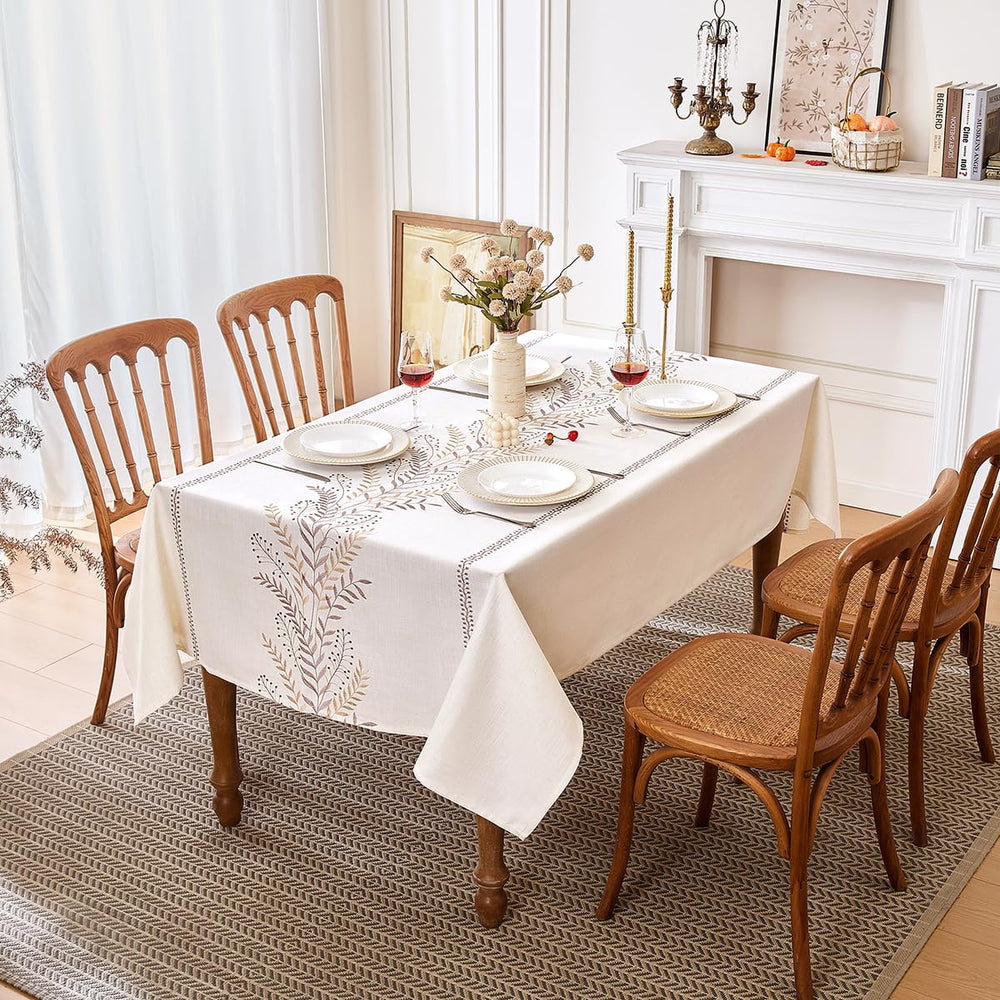 Sleepwyn Linen Style Embroidered Tablecloth