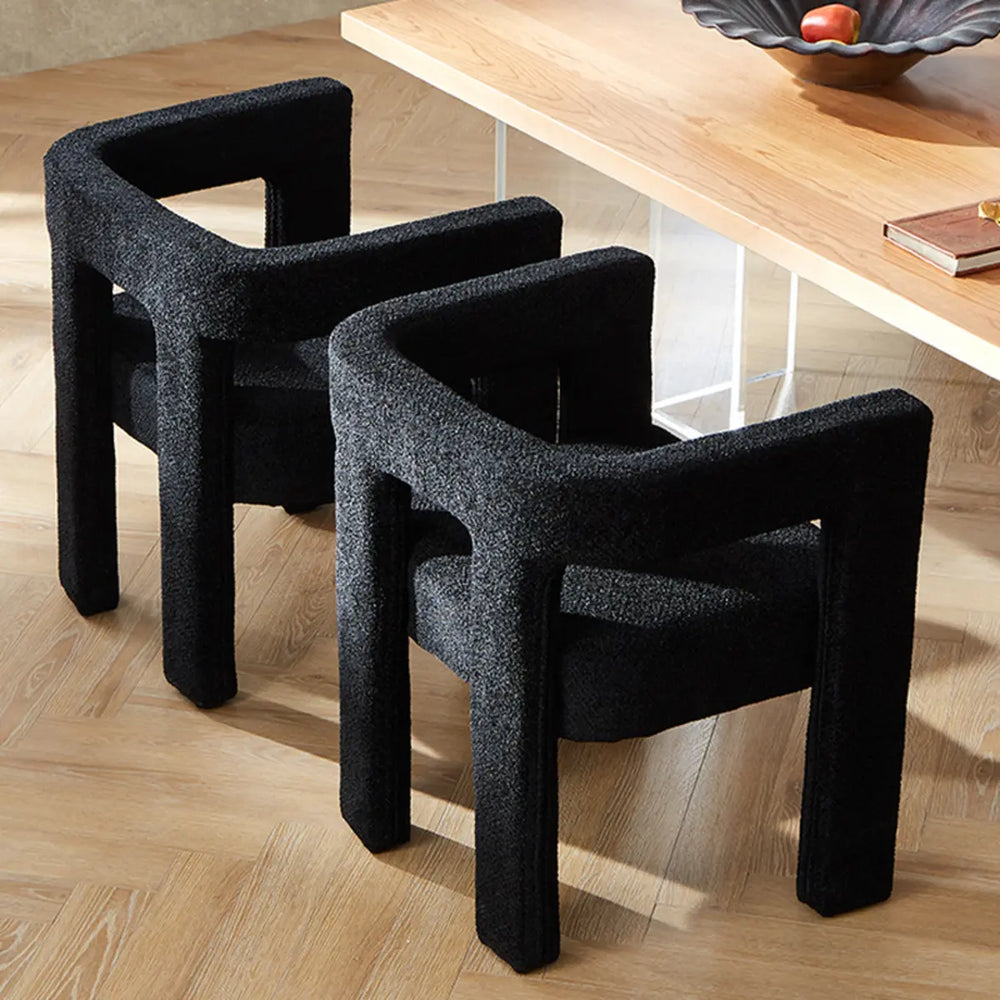 Indoor Square Upholstered Armrest Dining Chair Black