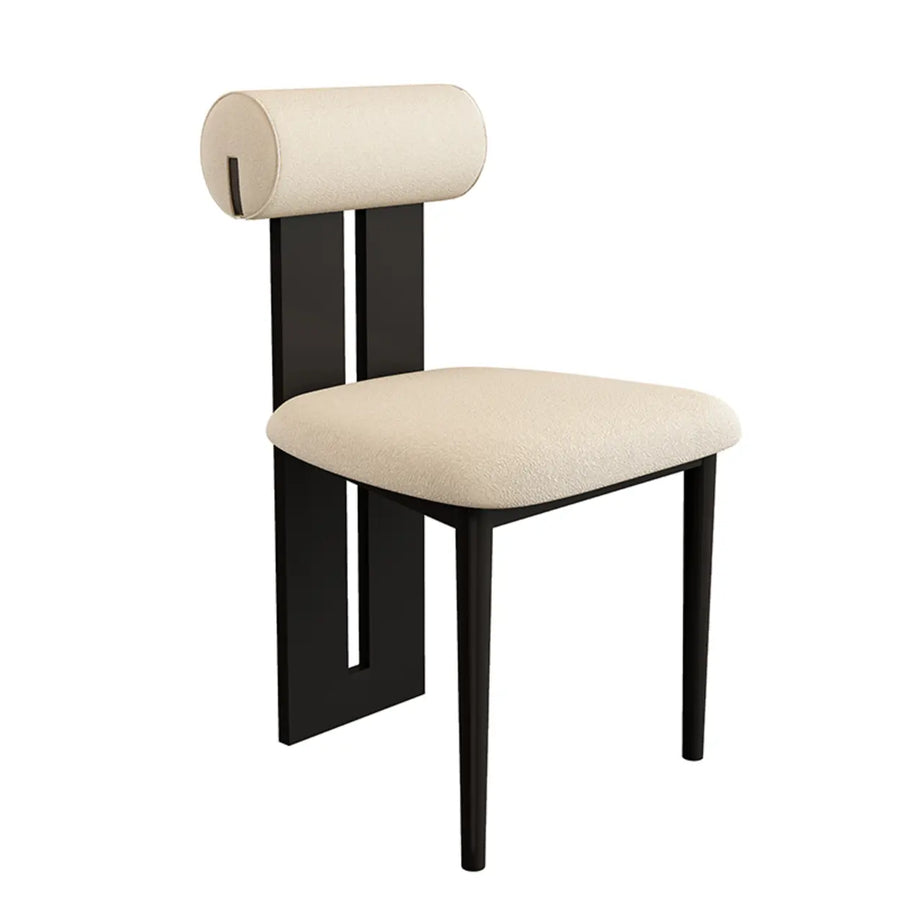 Indoor Upholstered Slatted Back Dining Chair Cream