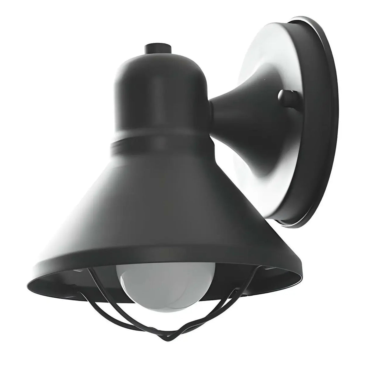 Industrial Black Cone Metal Exterior LED Wall Light