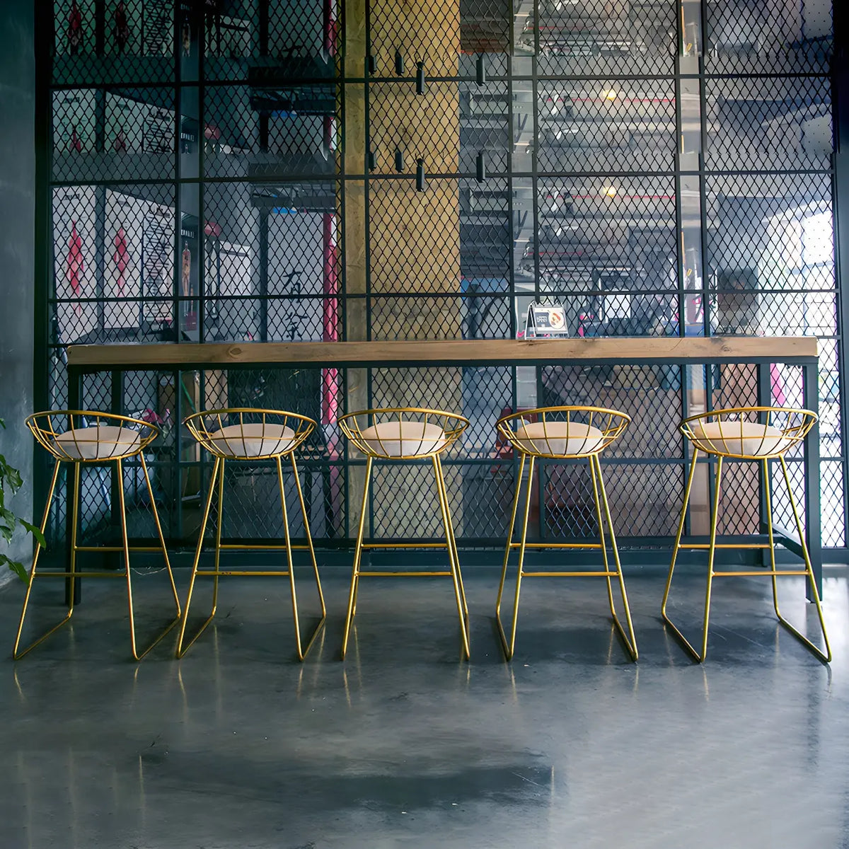 Industrial Brown Wood Long Bar Table With Footrest