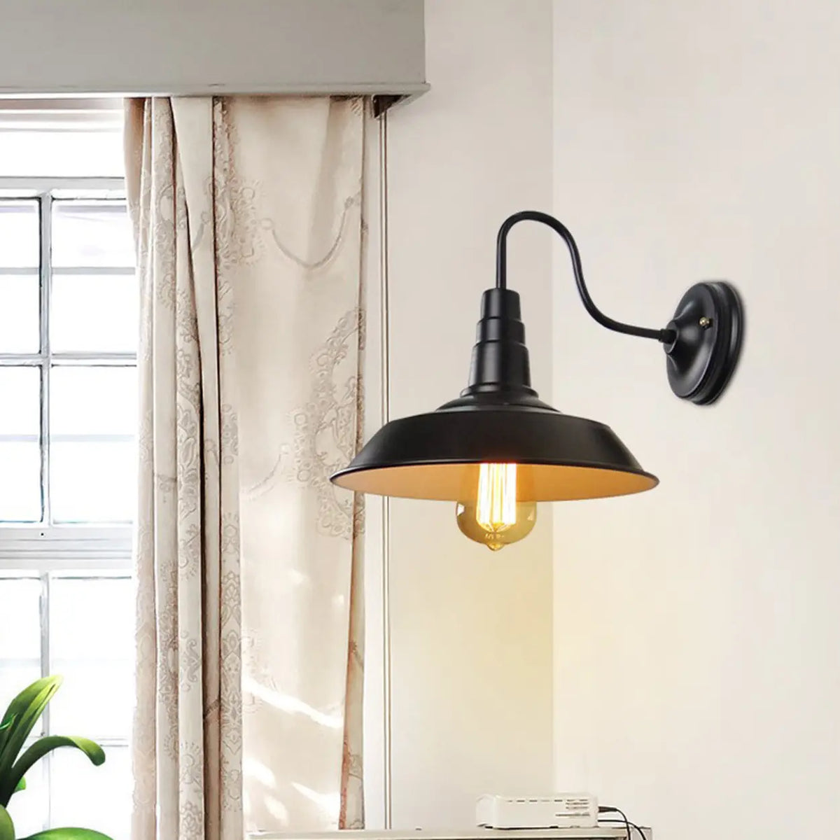 Industrial Gooseneck Black LED Metal Wall Sconce