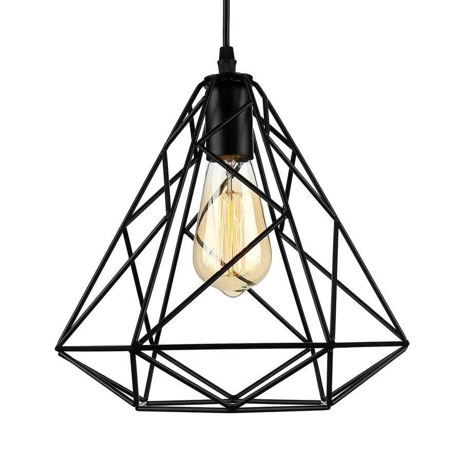 Industrial Mini Black Diamond Caged Pendant Light