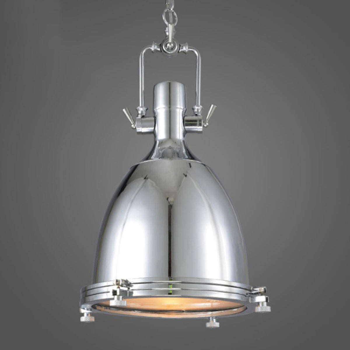 Industrial Steampunk White Glass Dome Pendant Light