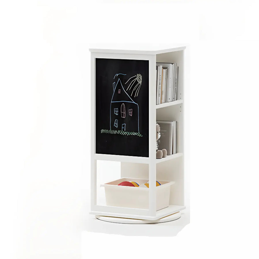 Kids Narrow Vertical Corner Rotating Wood Bookshelf Tower