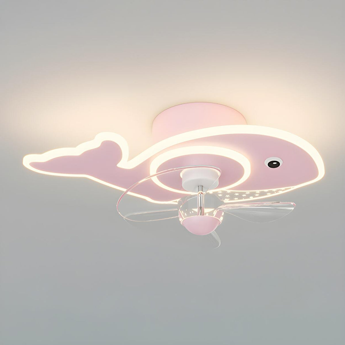 Kids Room Cartoon Whale Ceiling Fan with LED Light
