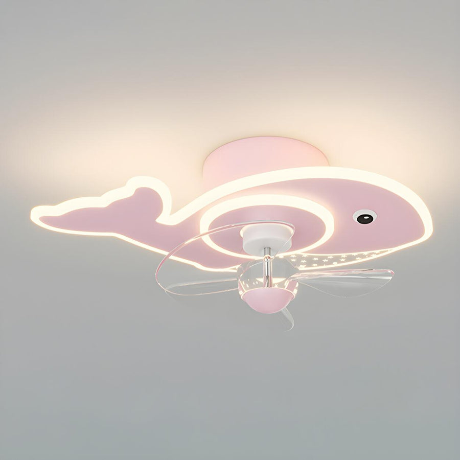 Kids Room Cartoon Whale Ceiling Fan with LED Light