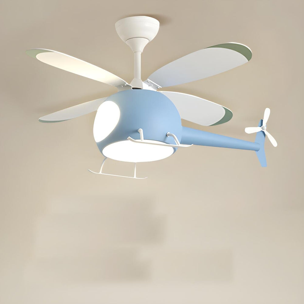 Kids Room Cute Helicopter LED Ceiling Fan with Light