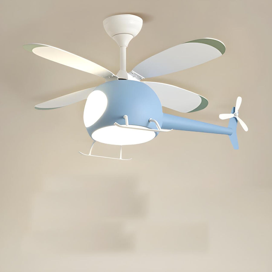 Kids Room Cute Helicopter LED Ceiling Fan with Light