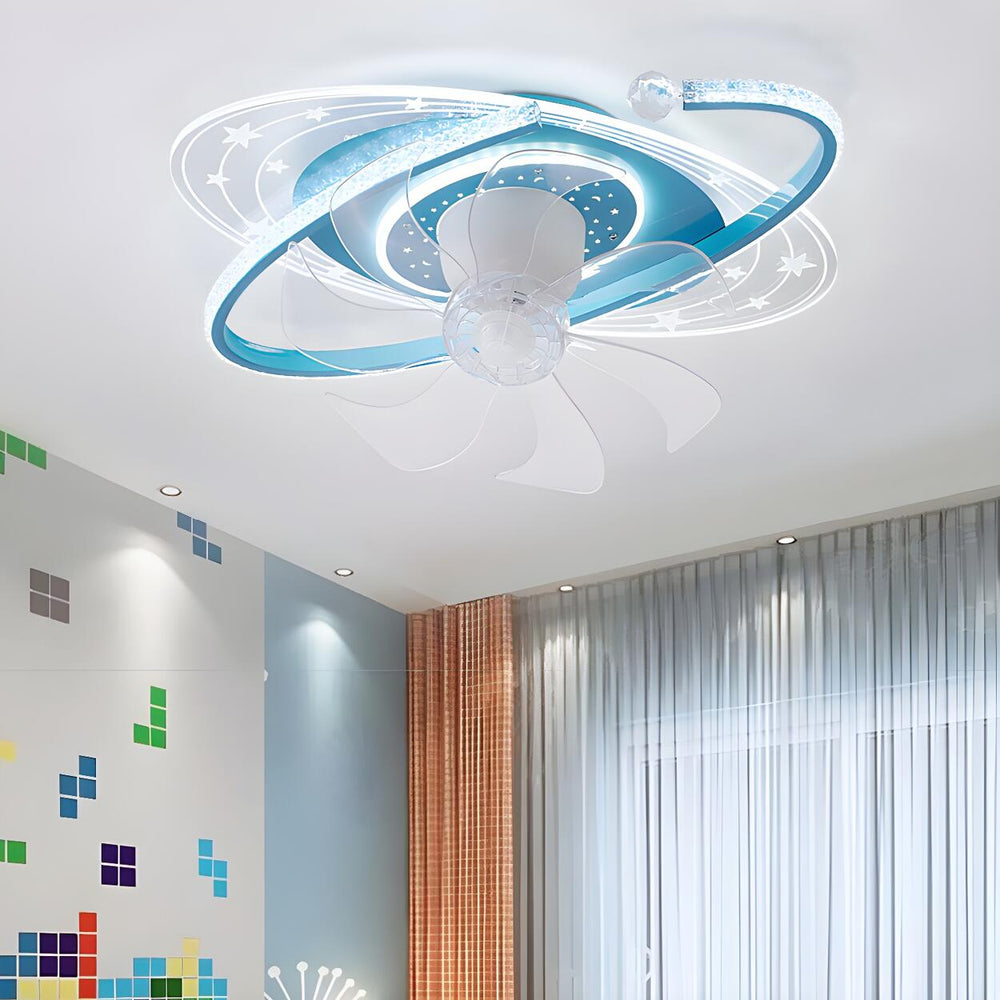 Kids Room Exquisite Oval Galaxy Ceiling Fan with Light