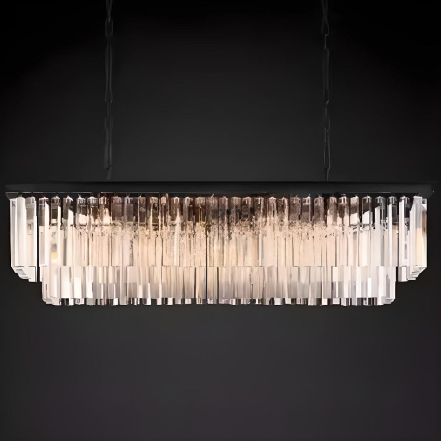 Kitchen Crystal Black Rectangular LED Hanging Light