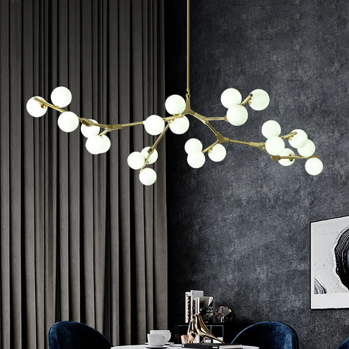 Large Modern Gold Branch Globe Chandelier Dining Room